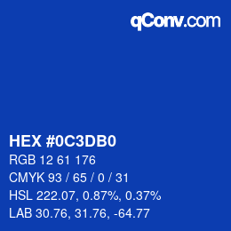 Color code: HEX #0C3DB0 | qconv.com