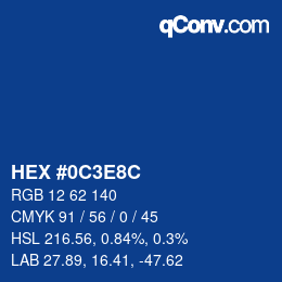 Color code: HEX #0C3E8C | qconv.com