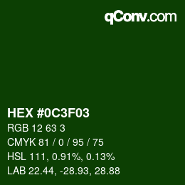 颜色代码: HEX #0C3F03 | qconv.com