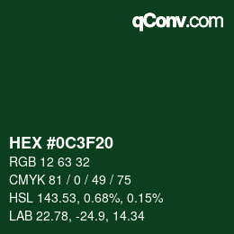 Color code: HEX #0C3F20 | qconv.com