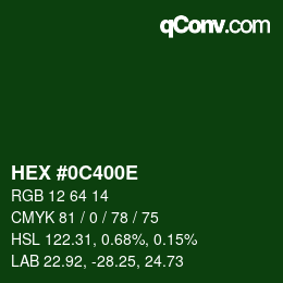 Color code: HEX #0C400E | qconv.com