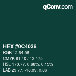 Color code: HEX #0C4038 | qconv.com