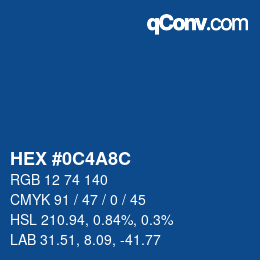 カラーコード: HEX #0C4A8C | qconv.com