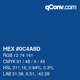 颜色代码: HEX #0C4A8D | qconv.com