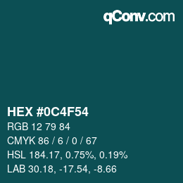 Color code: HEX #0C4F54 | qconv.com