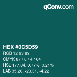 Color code: HEX #0C5D59 | qconv.com