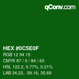 Color code: HEX #0C5E0F | qconv.com