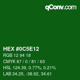 Color code: HEX #0C5E12 | qconv.com