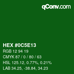 Color code: HEX #0C5E13 | qconv.com