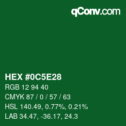 Color code: HEX #0C5E28 | qconv.com