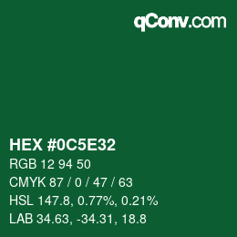 Color code: HEX #0C5E32 | qconv.com