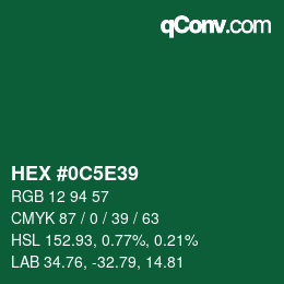 Color code: HEX #0C5E39 | qconv.com