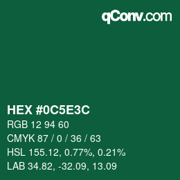 Color code: HEX #0C5E3C | qconv.com