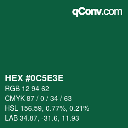 Color code: HEX #0C5E3E | qconv.com