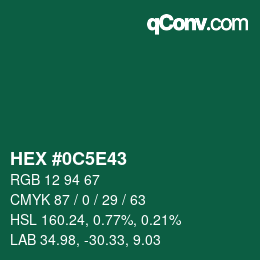 Color code: HEX #0C5E43 | qconv.com