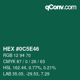 Color code: HEX #0C5E46 | qconv.com