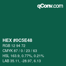 Color code: HEX #0C5E48 | qconv.com