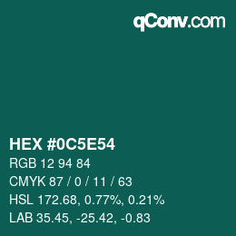 Color code: HEX #0C5E54 | qconv.com