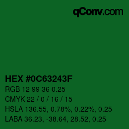カラーコード: HEX #0C63243F | qconv.com