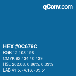 颜色代码: HEX #0C679C | qconv.com