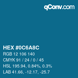 Color code: HEX #0C6A8C | qconv.com