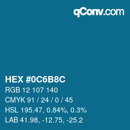 Color code: HEX #0C6B8C | qconv.com