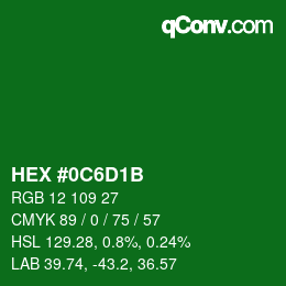 Color code: HEX #0C6D1B | qconv.com