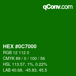 颜色代码: HEX #0C7000 | qconv.com