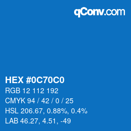 カラーコード: HEX #0C70C0 | qconv.com
