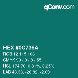 Color code: HEX #0C736A | qconv.com