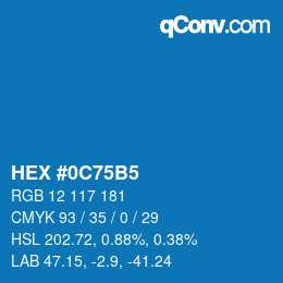 Color code: HEX #0C75B5 | qconv.com