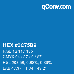 Color code: HEX #0C75B9 | qconv.com