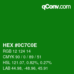 Color code: HEX #0C7C0E | qconv.com