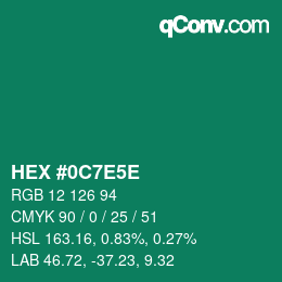 Code couleur: HEX #0C7E5E | qconv.com