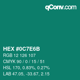 Color code: HEX #0C7E6B | qconv.com