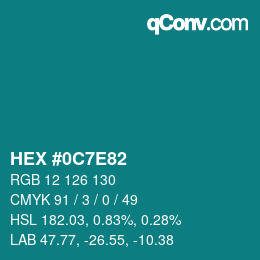 Color code: HEX #0C7E82 | qconv.com