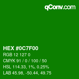 Color code: HEX #0C7F00 | qconv.com
