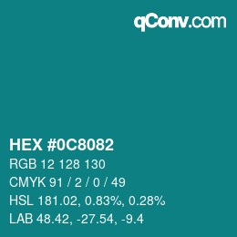Color code: HEX #0C8082 | qconv.com