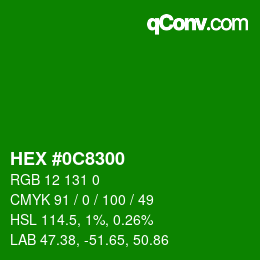 颜色代码: HEX #0C8300 | qconv.com