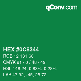 颜色代码: HEX #0C8344 | qconv.com