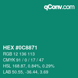 Color code: HEX #0C8871 | qconv.com