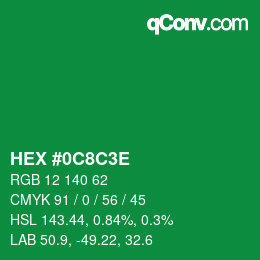 Farbcode: HEX #0C8C3E | qconv.com