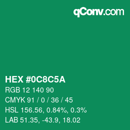カラーコード: HEX #0C8C5A | qconv.com