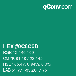 Color code: HEX #0C8C6D | qconv.com
