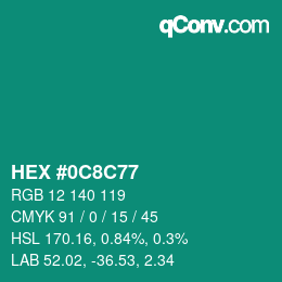 Color code: HEX #0C8C77 | qconv.com