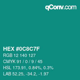 Color code: HEX #0C8C7F | qconv.com