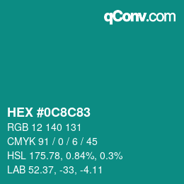 Color code: HEX #0C8C83 | qconv.com