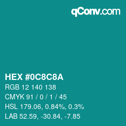 Color code: HEX #0C8C8A | qconv.com