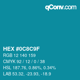 Color code: HEX #0C8C9F | qconv.com