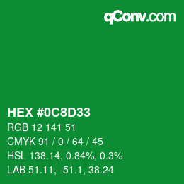 Color code: HEX #0C8D33 | qconv.com